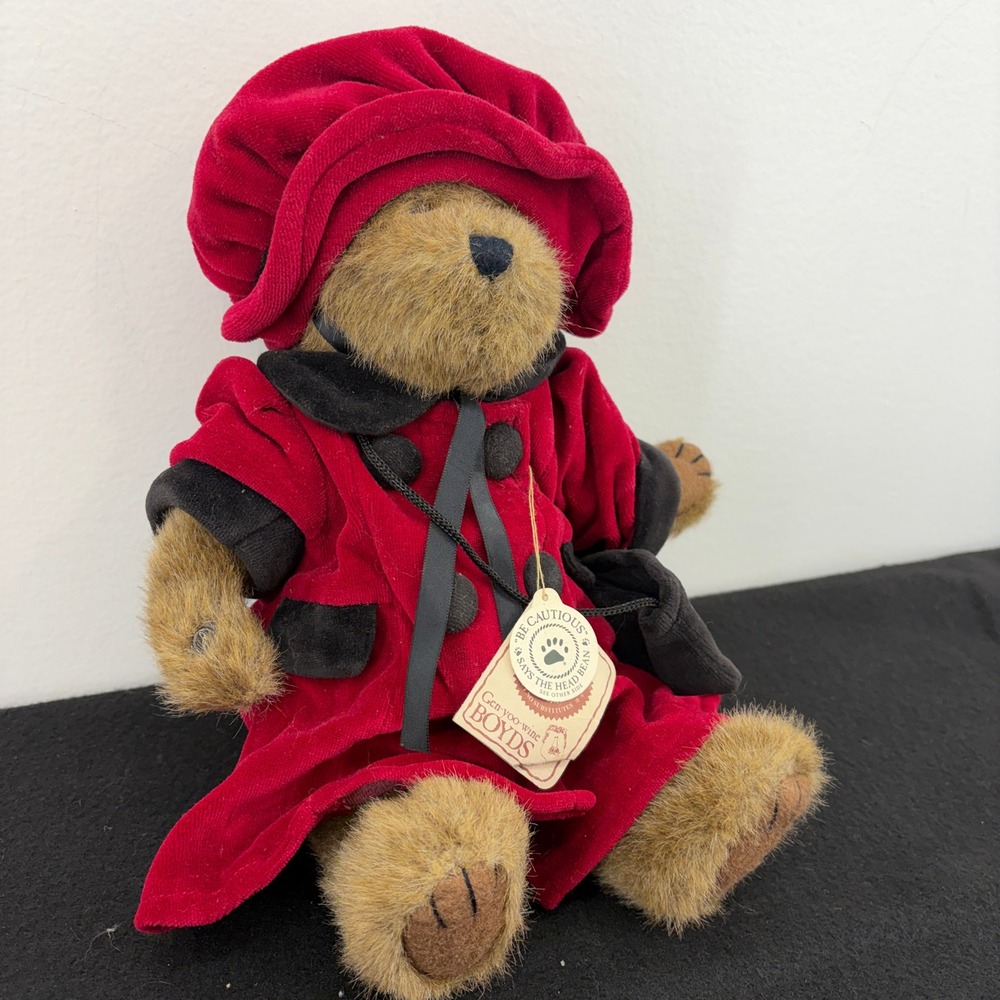 Boyds Bear Constance Bearyfine Red Velvet Coat Hat Plush TJs Best Dressed
